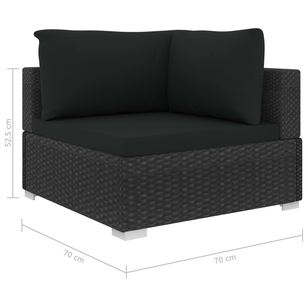 9-tlg. Garten-Lounge-Set mit Auflagen Poly Rattan Schwarz