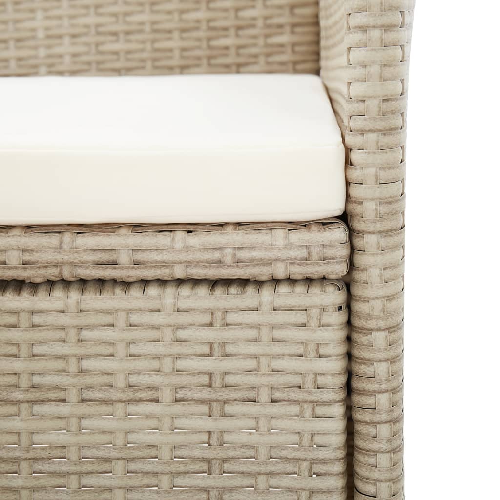 9-tlg. Garten-Essgruppe mit Auflagen Poly Rattan Beige