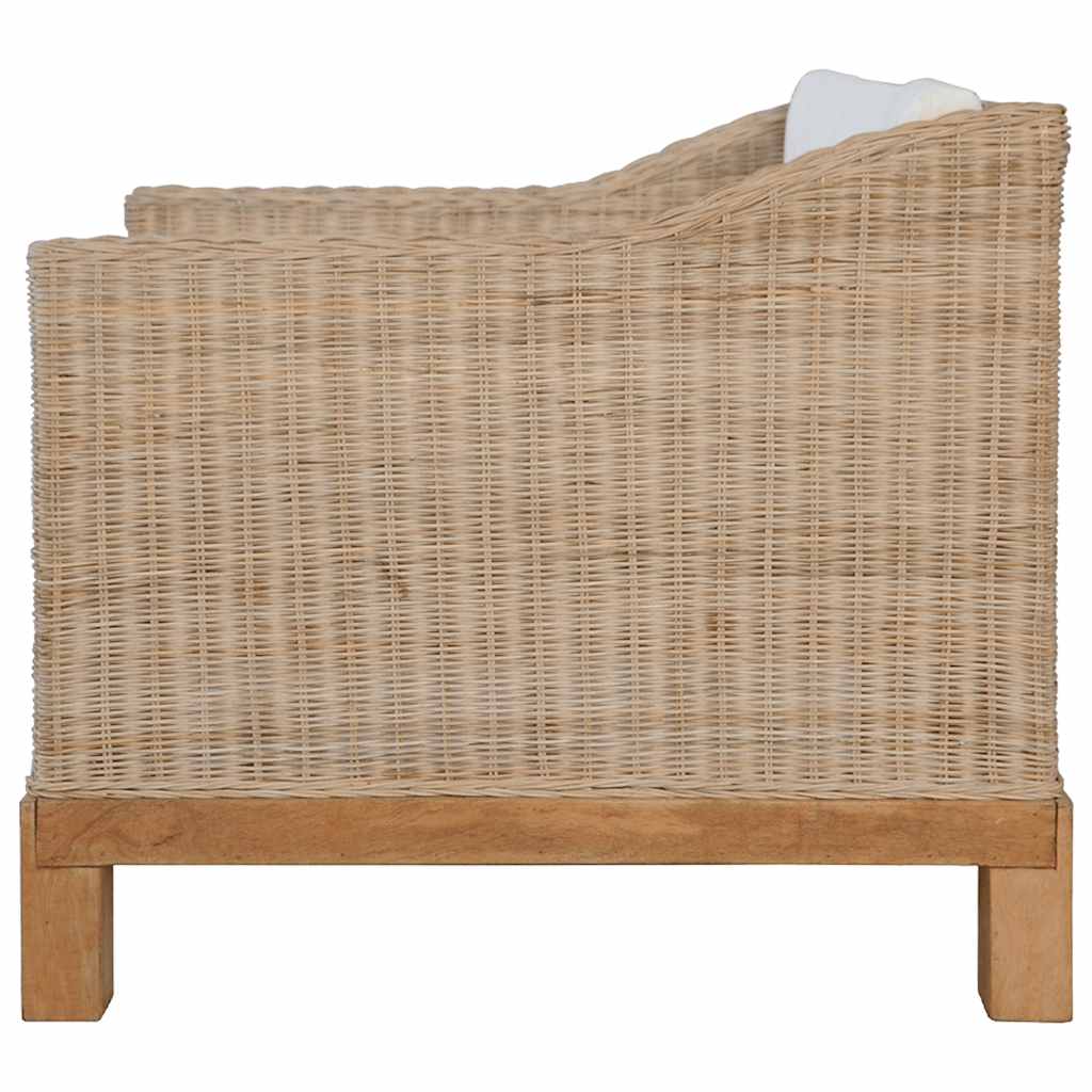 2-tlg. Sofagarnitur mit Kissen Natur Rattan