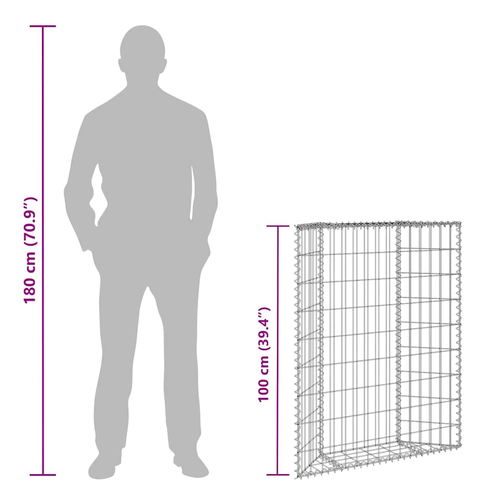 Gabionen-Hochbeet Trapezform Verzinkter Stahl 80x20x100 cm