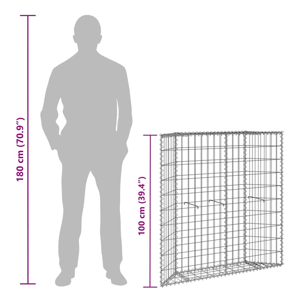 Gabionen-Hochbeet Trapezform Verzinkter Stahl 100x20x100 cm