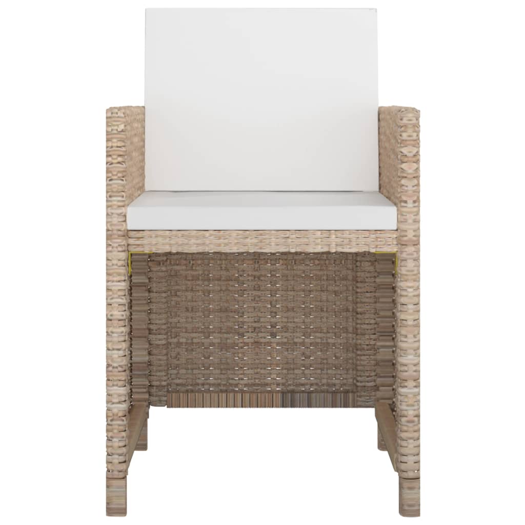 5-tlg. Garten-Essgruppe mit Auflagen Poly Rattan Beige