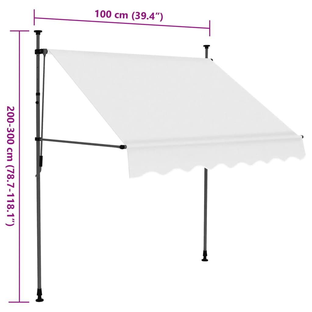 Einziehbare Markise Handbetrieben mit LED 100 cm Creme