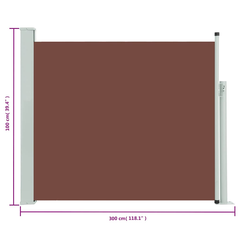 Ausziehbare Seitenmarkise 100x300 cm Braun