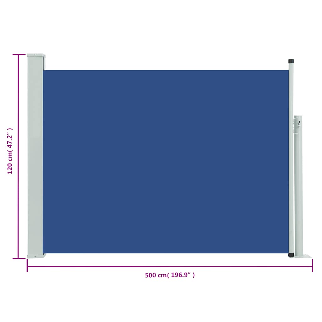 Ausziehbare Seitenmarkise 120×500 cm Blau