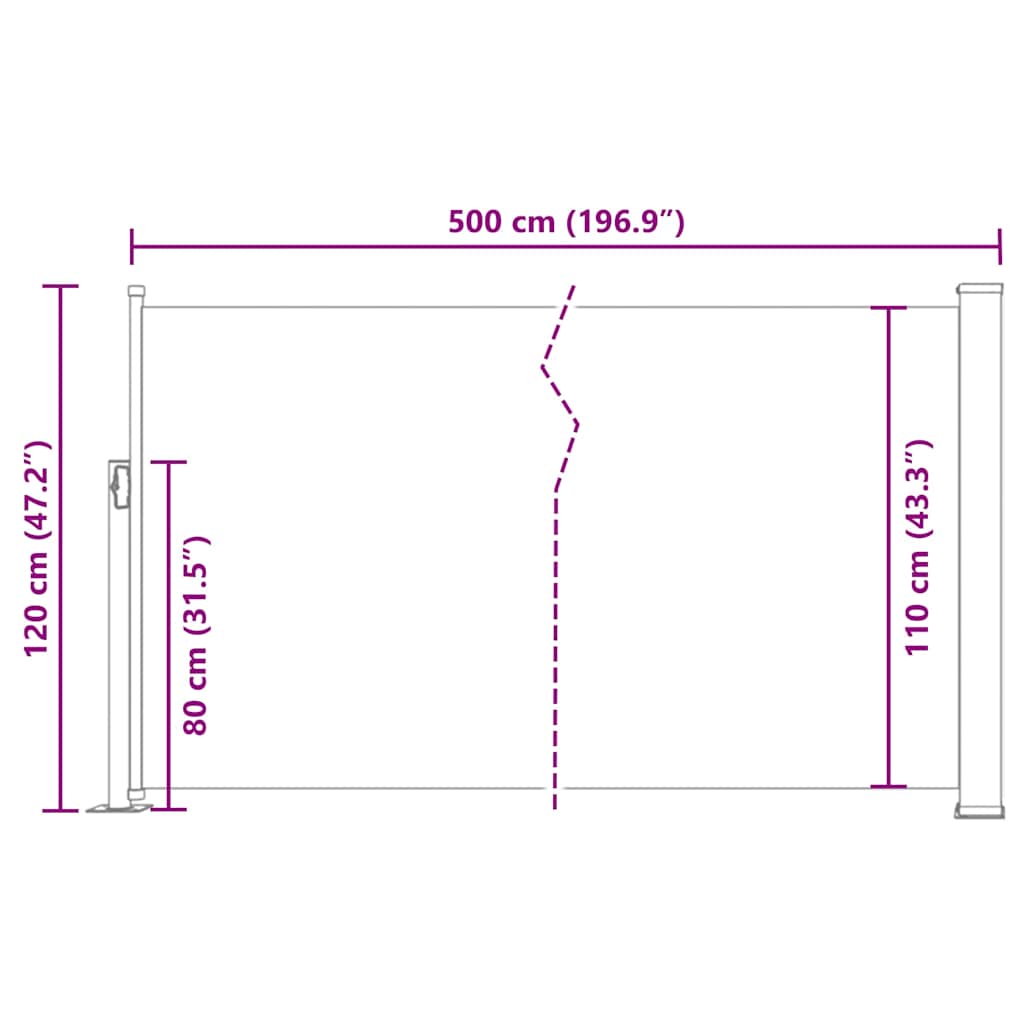 Ausziehbare Seitenmarkise 120×500 cm Blau