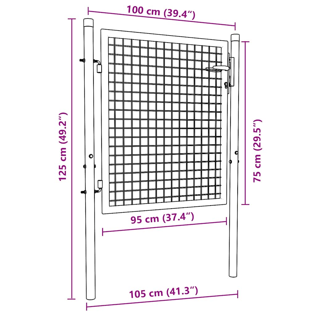Zauntor Stahl 100 x 75 cm Grün