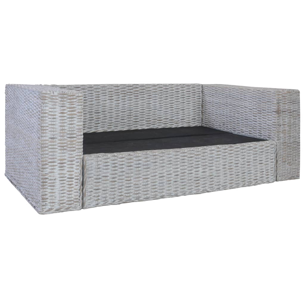 2-tlg. Sofagarnitur mit Auflagen Grau Natur Rattan