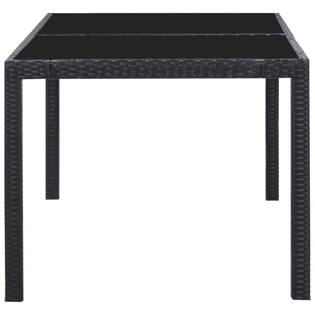 7-tlg. Garten-Essgruppe Poly Rattan Schwarz
