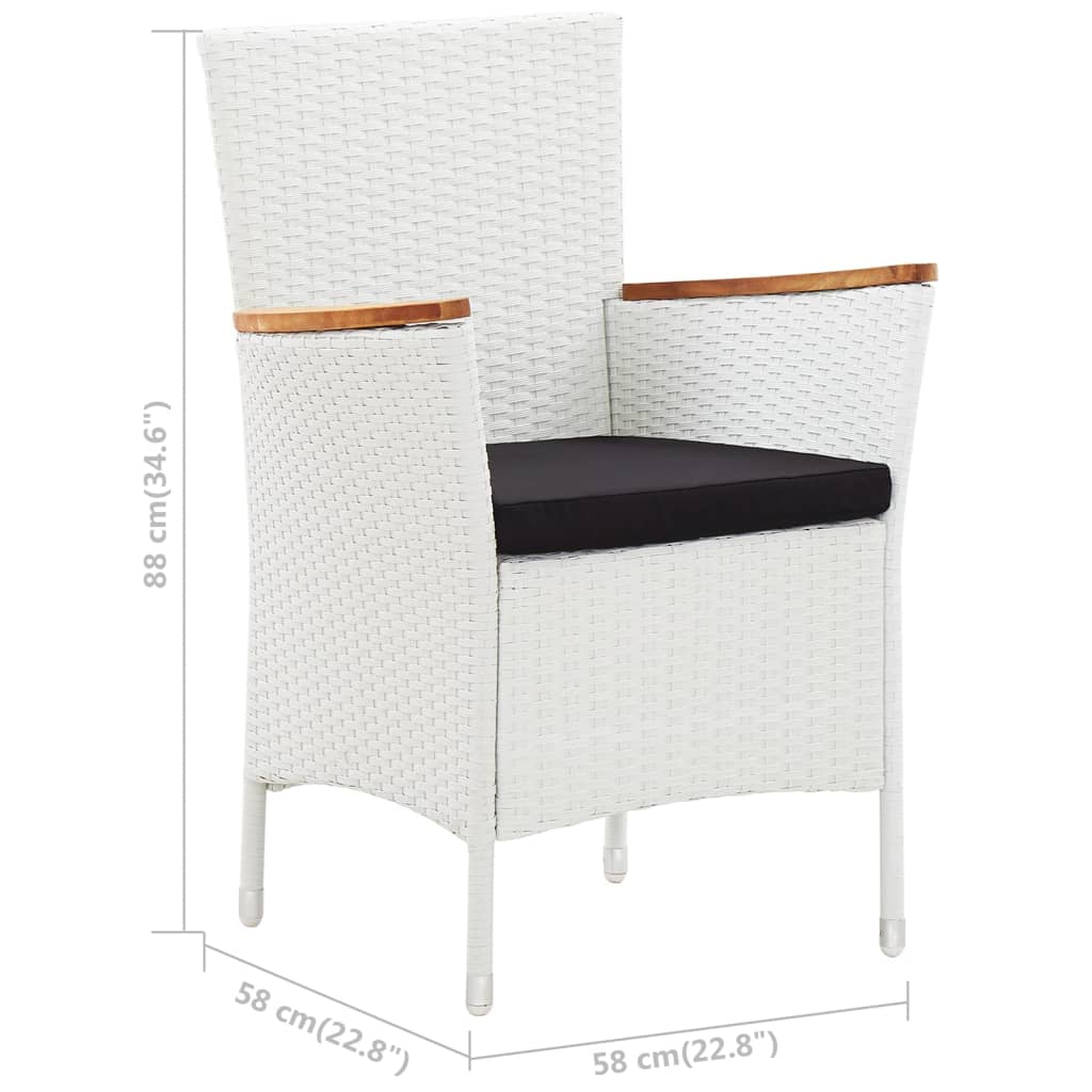 9-tlg. Garten-Essgruppe Poly Rattan Weiß