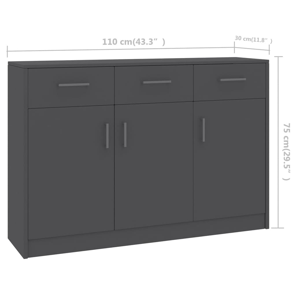 Sideboard Grau 110x30x75 cm Holzwerkstoff