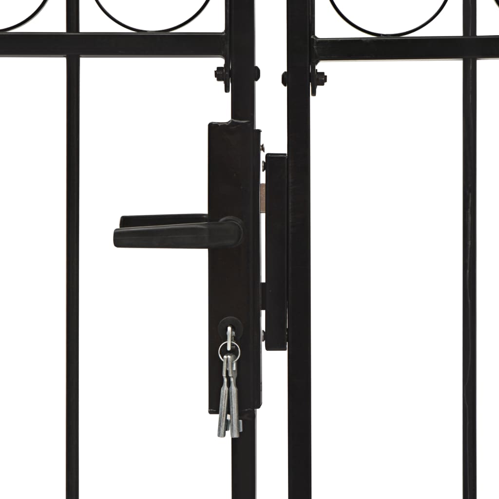 Zauntor Doppelflügel Gewölbte Spitze Stahl 300x200 cm Schwarz