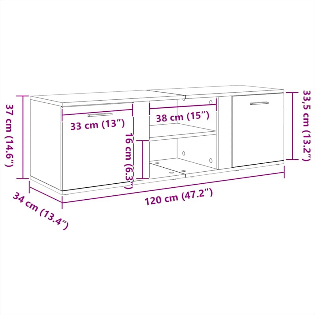 TV-Schrank Sonoma-Eiche 120x34x37 cm Holzwerkstoff