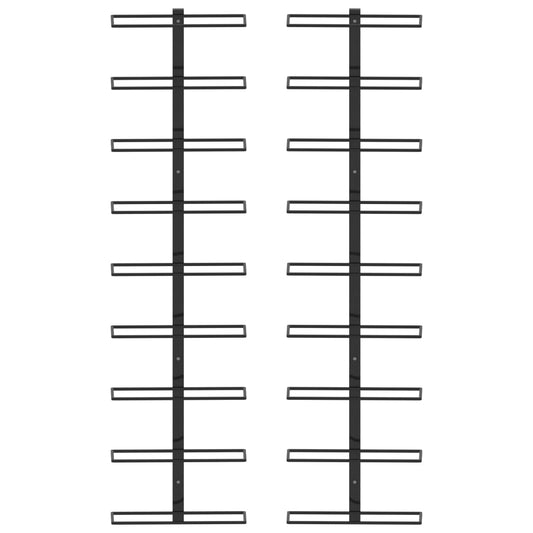 Wand-Weinregale für 18 Flaschen 2 Stk. Schwarz Eisen