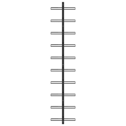 Wand-Weinregal für 10 Flaschen Schwarz Metall