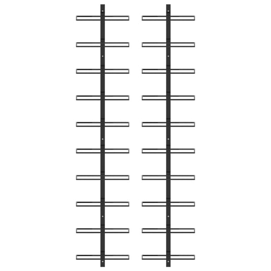 Wand-Weinregale für 20 Flaschen 2 Stk. Schwarz Metall