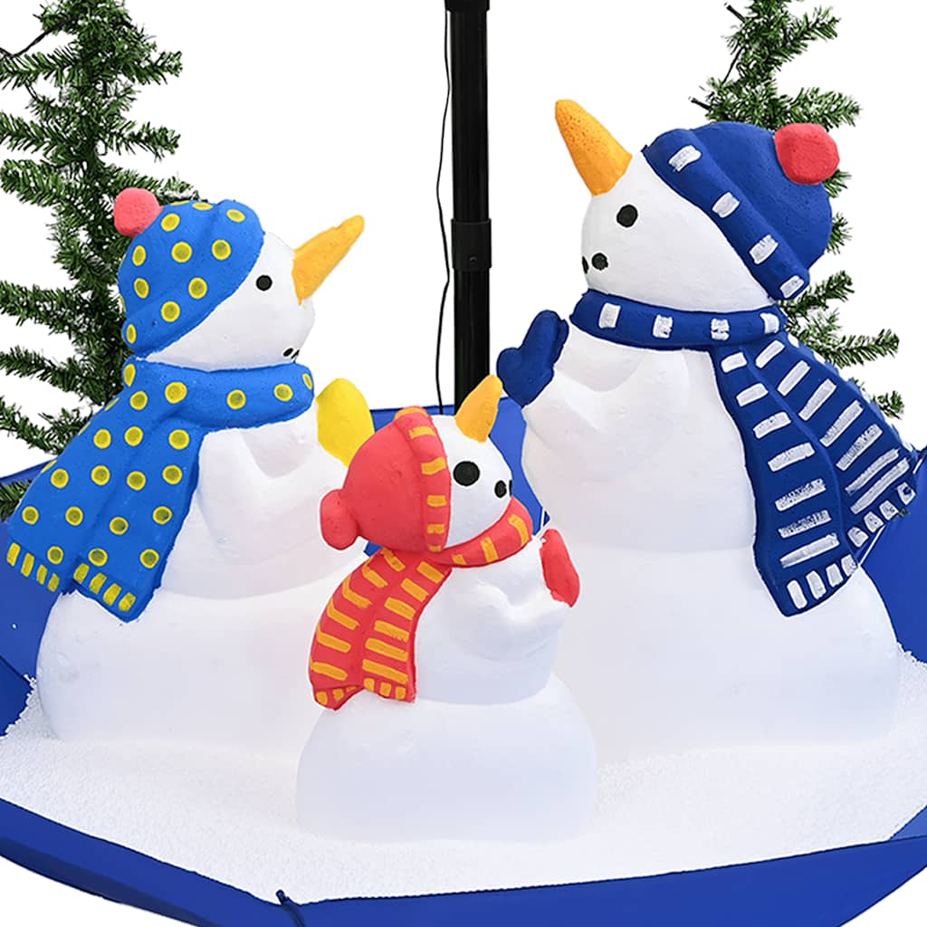 Weihnachtsbaum mit Schnee und Schirm-Fuß Blau 170 cm PVC