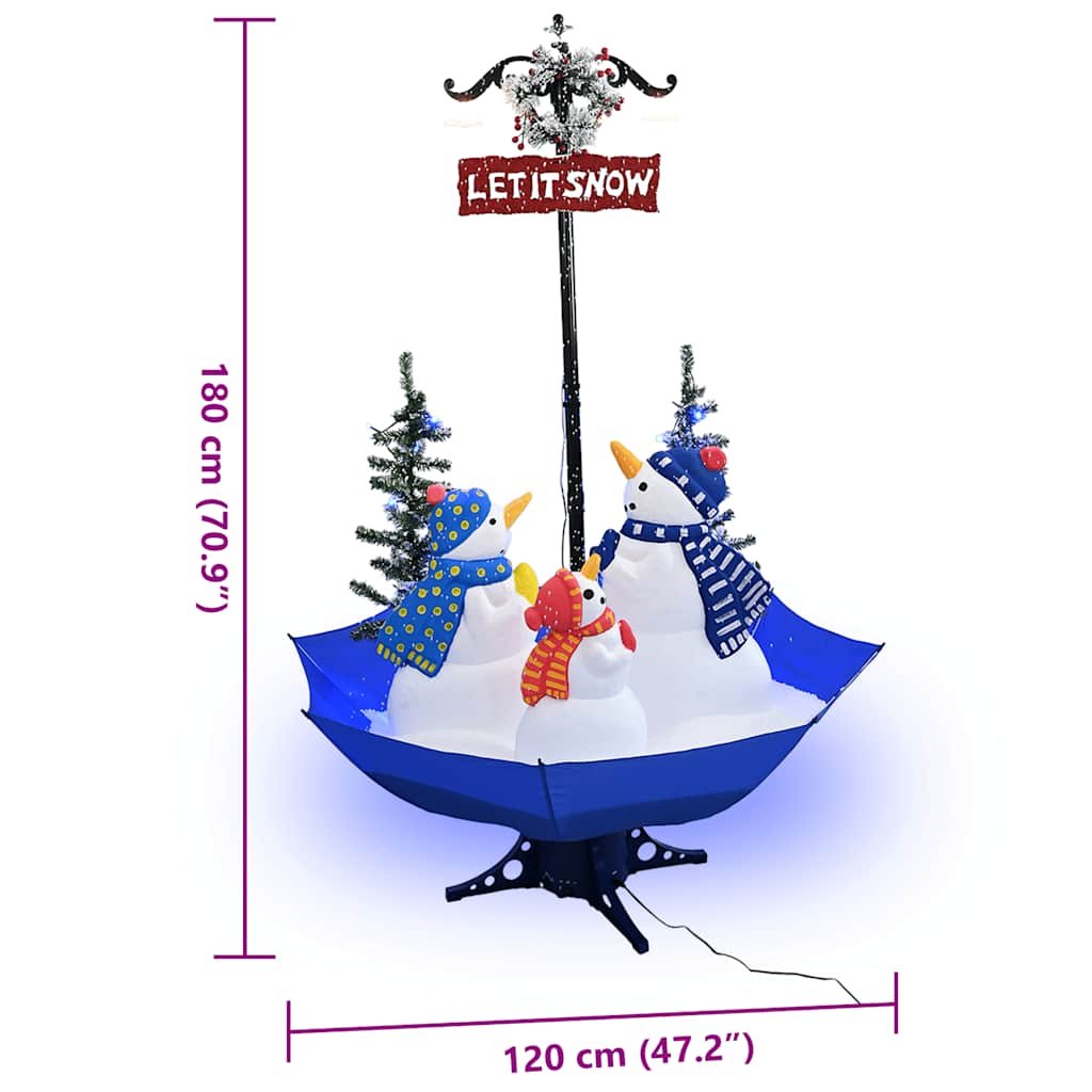 Weihnachtsbaum mit Schnee und Schirm-Fuß Blau 170 cm PVC