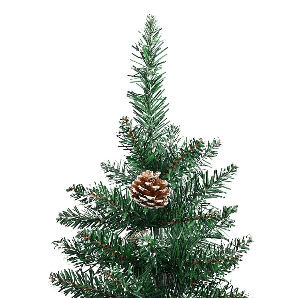 Weihnachtsbaum Schlank mit Echtholz und Schnee Grün 210 cm