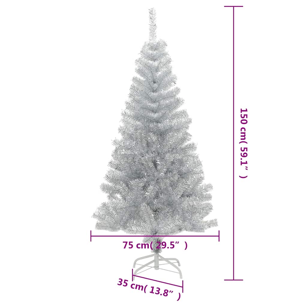 Künstlicher Weihnachtsbaum mit Ständer Silber 150 cm PET