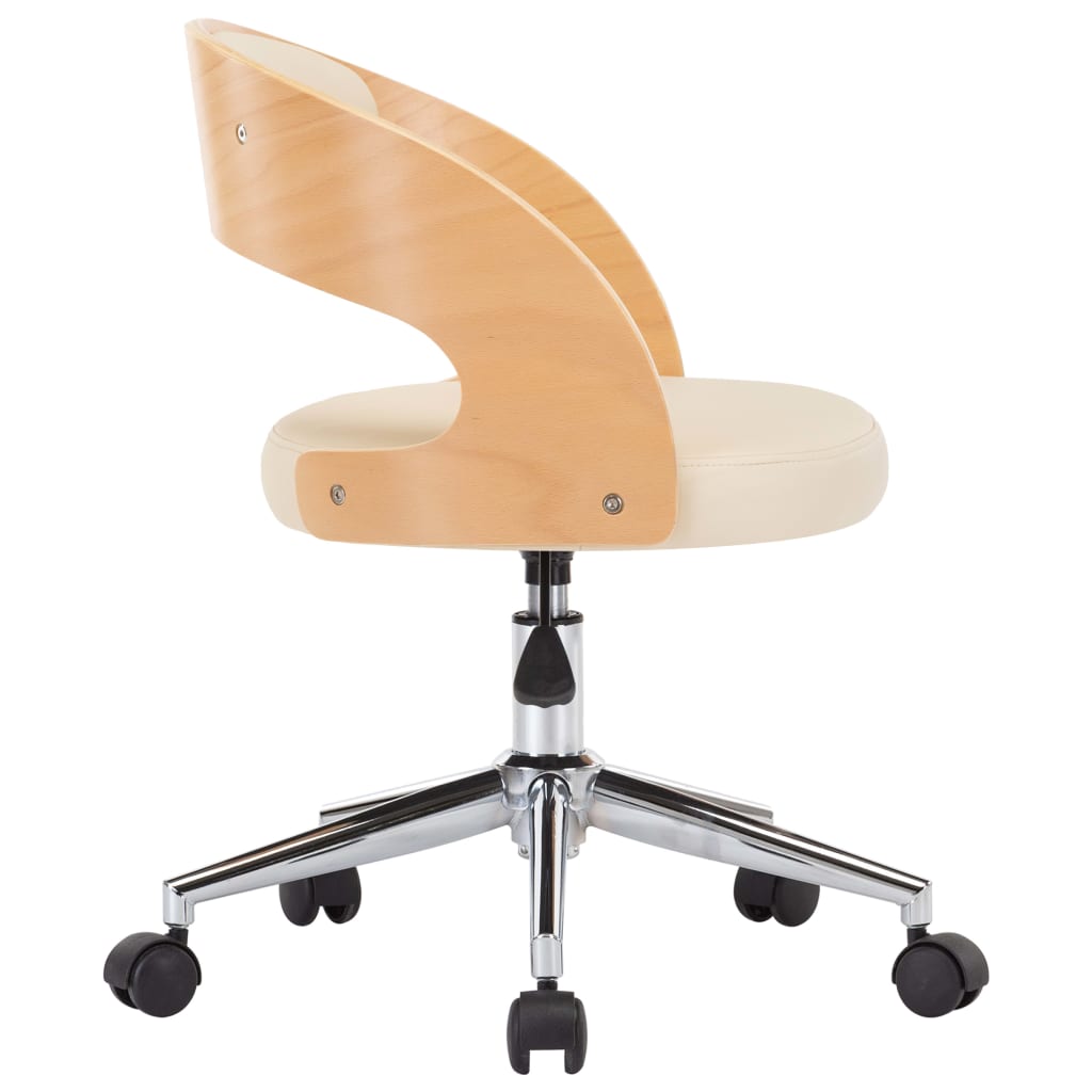Drehbare Esszimmerstühle 6 Stk. Creme Bugholz und Kunstleder