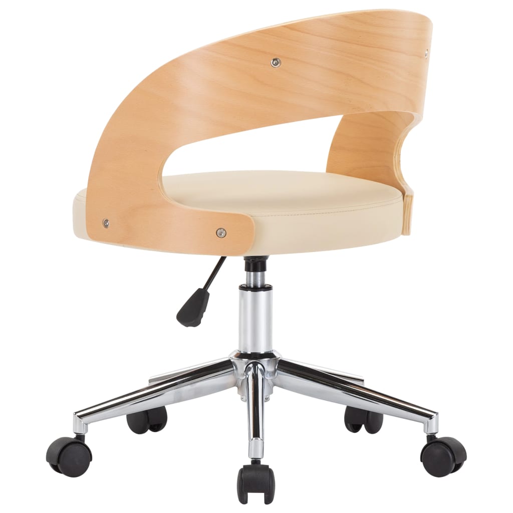 Drehbare Esszimmerstühle 6 Stk. Creme Bugholz und Kunstleder