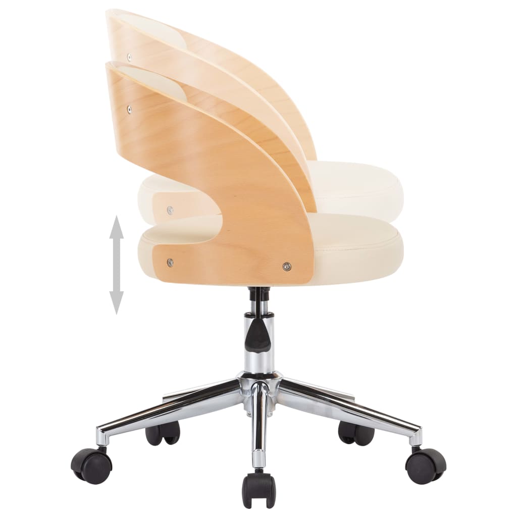 Drehbare Esszimmerstühle 6 Stk. Creme Bugholz und Kunstleder