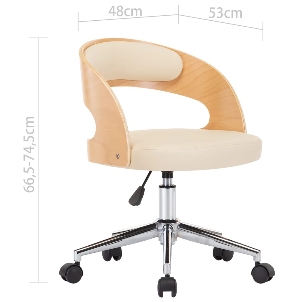 Drehbare Esszimmerstühle 6 Stk. Creme Bugholz und Kunstleder