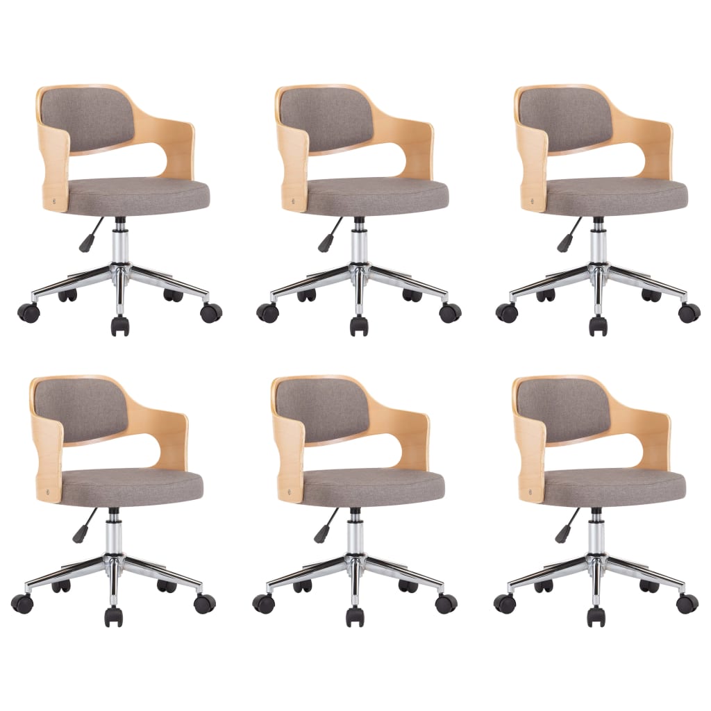 Drehbare Esszimmerstühle 6 Stk. Taupe Bugholz und Stoff