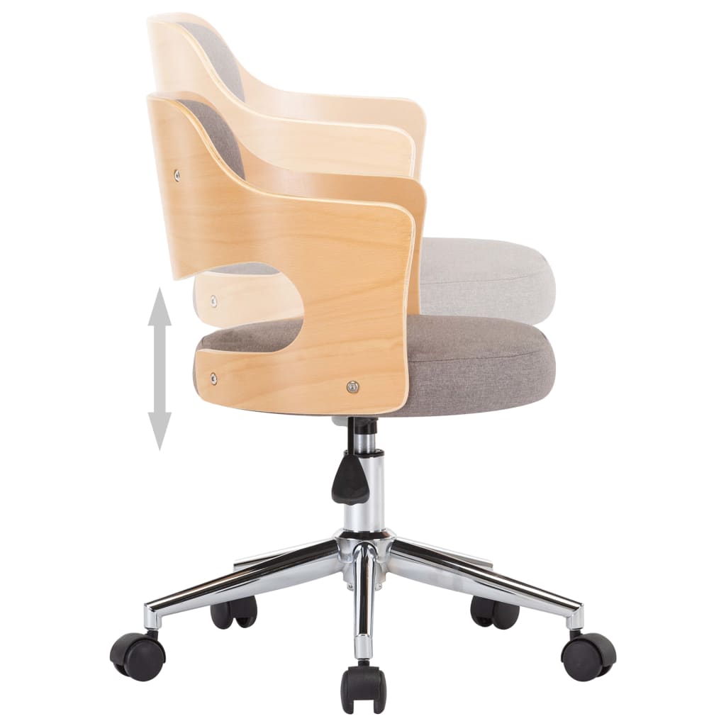 Drehbare Esszimmerstühle 6 Stk. Taupe Bugholz und Stoff