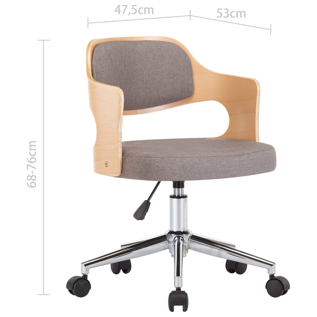 Drehbare Esszimmerstühle 6 Stk. Taupe Bugholz und Stoff