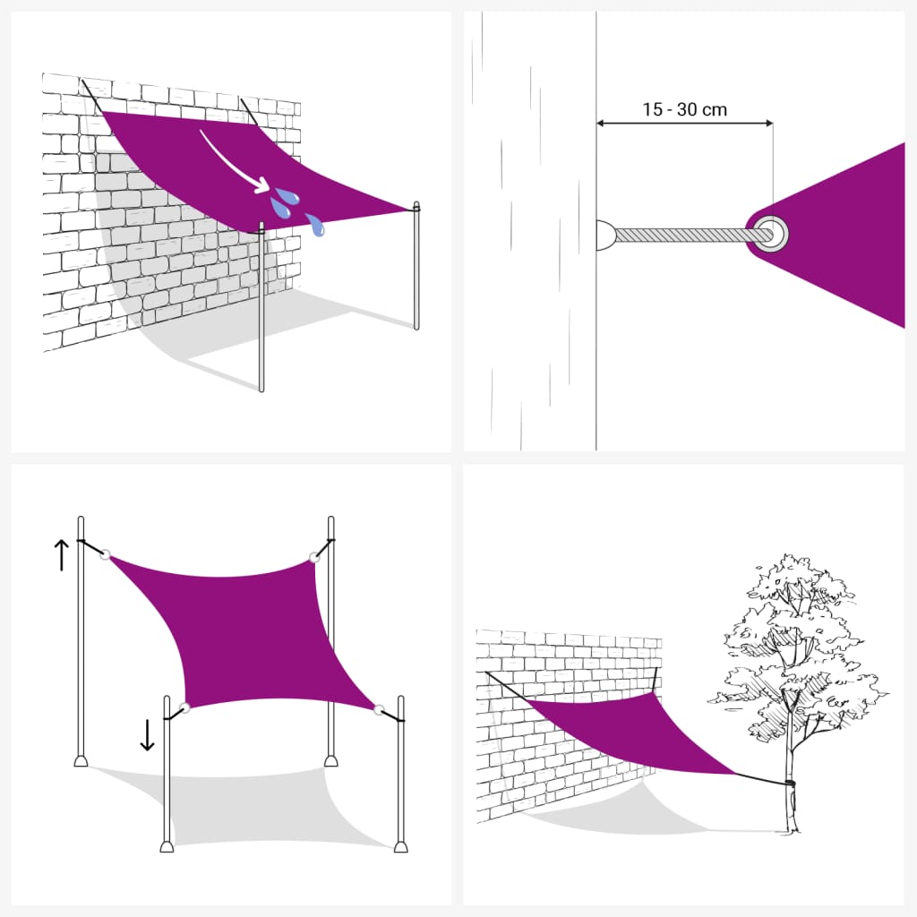 Sonnensegel 160 g/m² Anthrazit 6x6x6 m HDPE