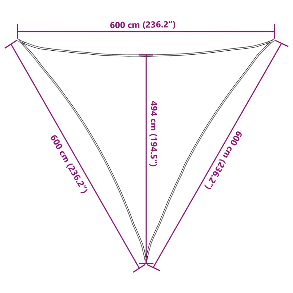 Sonnensegel 160 g/m² Anthrazit 6x6x6 m HDPE