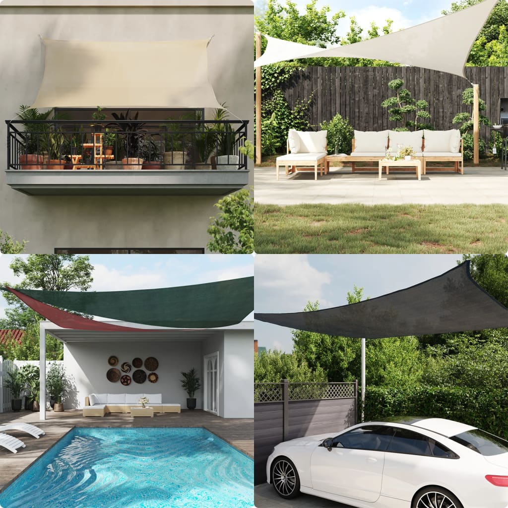 Sonnensegel 160 g/m² Anthrazit 6x6x6 m HDPE