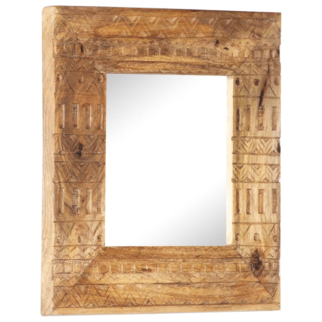 Spiegel Handgeschnitzt 50x50x11 cm Massivholz Mango
