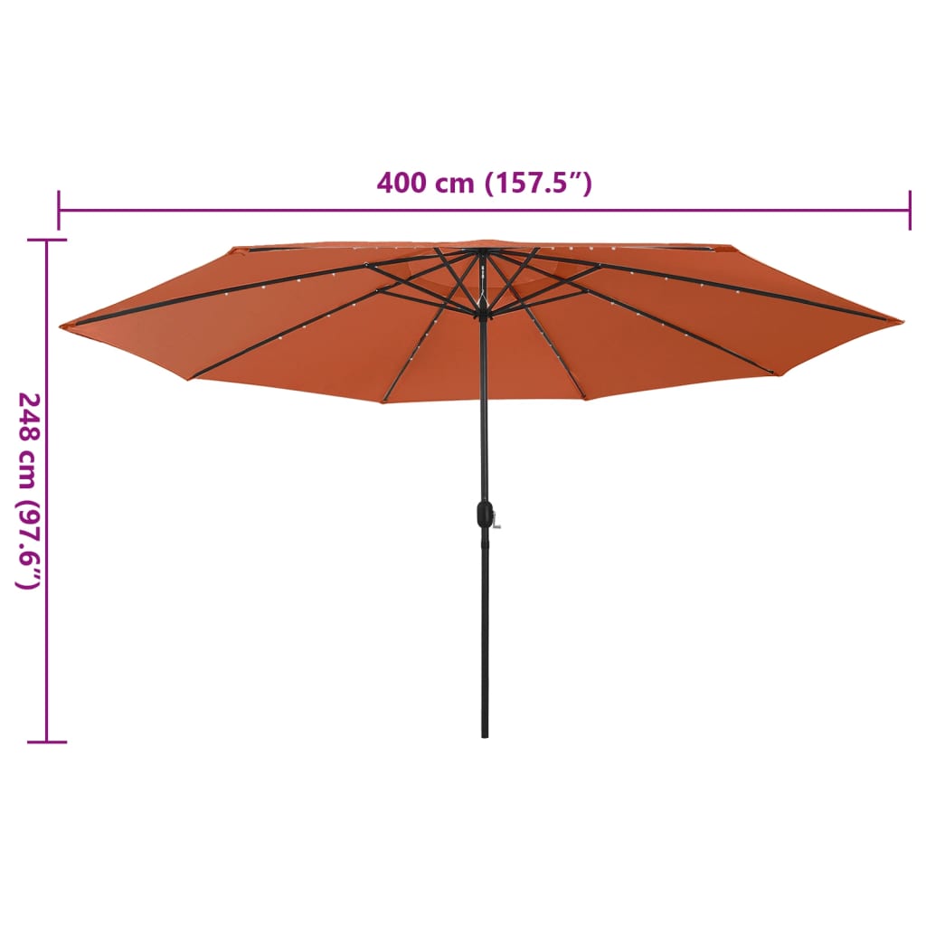 Sonnenschirm mit LED-Beleuchtung 400 cm Terrakotta