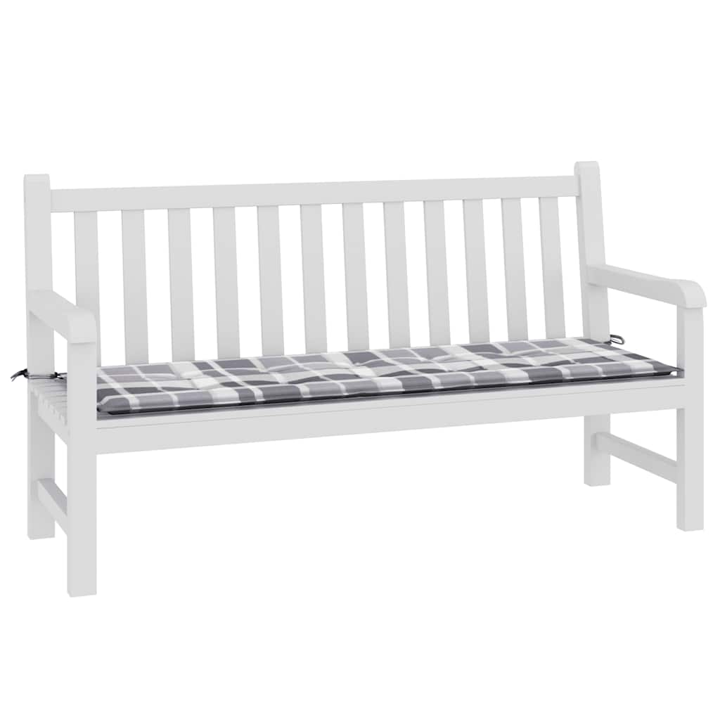 Gartenbank-Auflage Grau Karomuster 150x50x4 cm Oxford-Gewebe