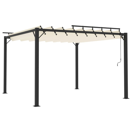 Pergola mit Lamellendach 3x3 m Creme Stoff und Aluminium