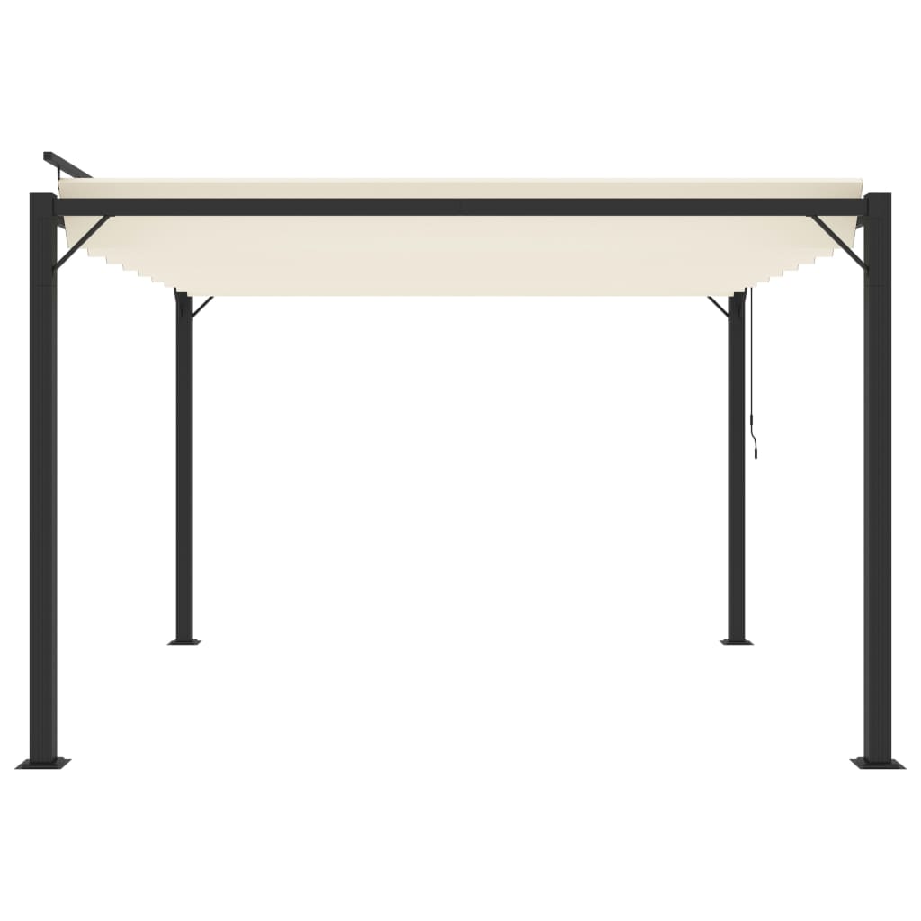 Pergola mit Lamellendach 3x3 m Creme Stoff und Aluminium