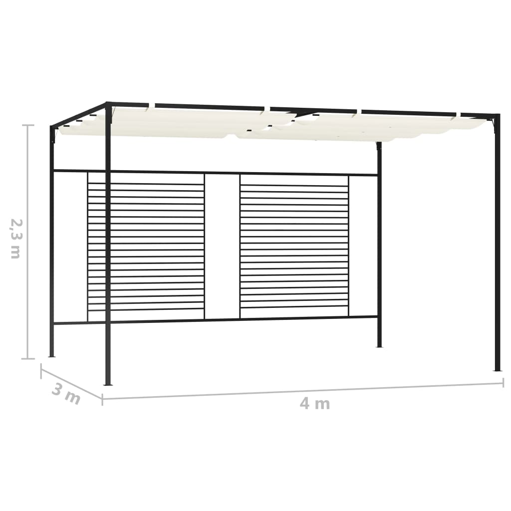 Pavillon mit Ausziehbarem Dach 3x4x2,3 m Cremeweiß 180 g/m²
