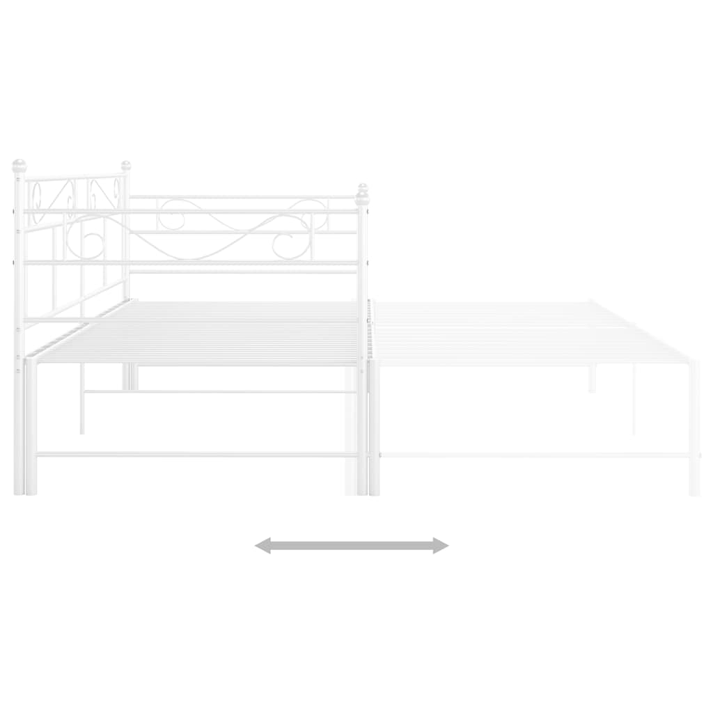 Ausziehsofa Bettgestell Weiß Metall 90x200 cm