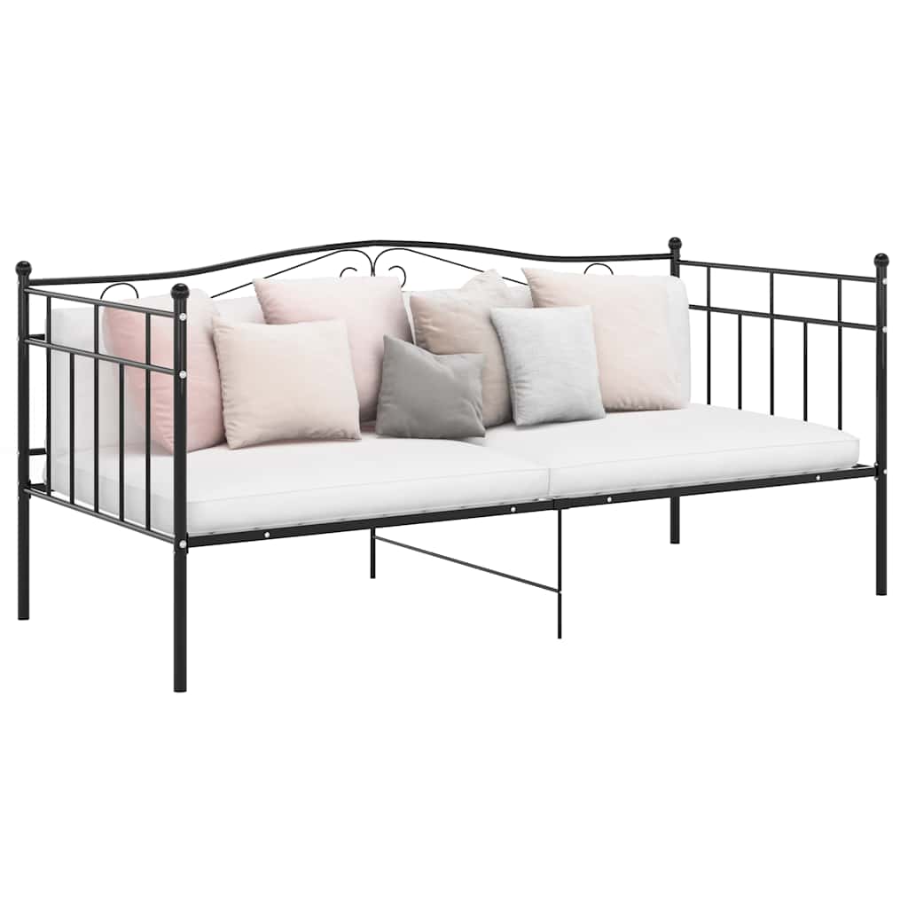 Schlafsofa Bettgestell Schwarz Metall 90x200 cm