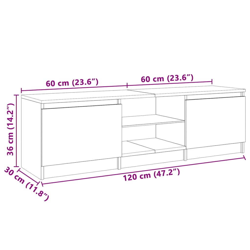 TV-Schrank mit LED-Leuchten Sonoma-Eiche 120x30x36 cm