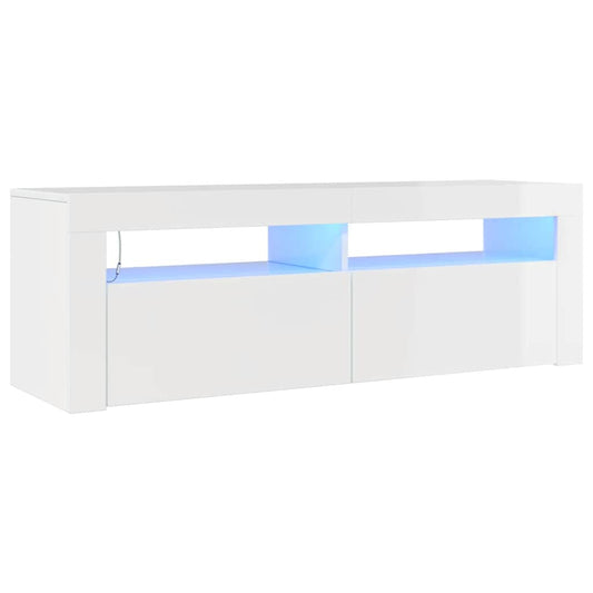TV-Schrank mit LED-Leuchten Hochglanz-Weiß 120x35x40 cm