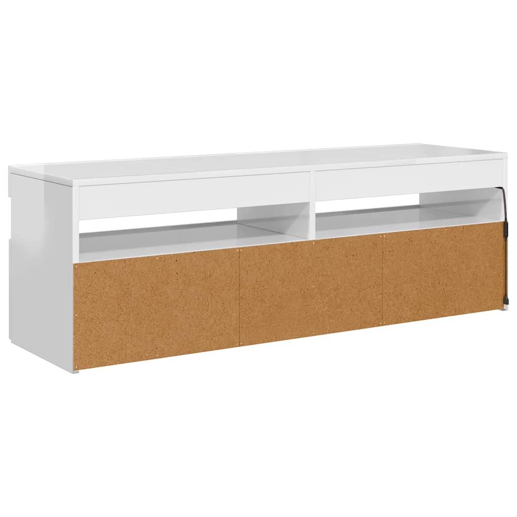 TV-Schrank mit LED-Leuchten Hochglanz-Weiß 120x35x40 cm