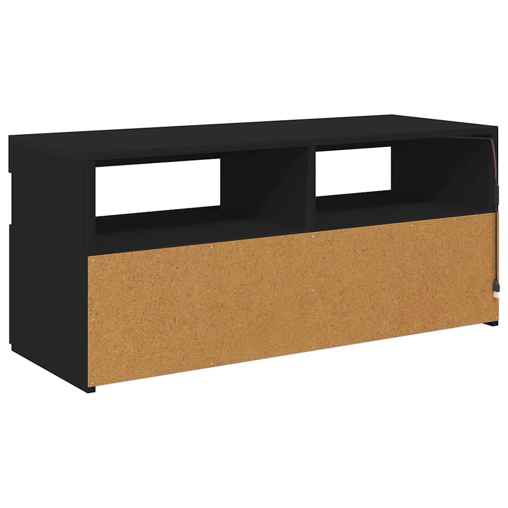 TV-Schrank mit LED-Leuchten Schwarz 90x35x40 cm