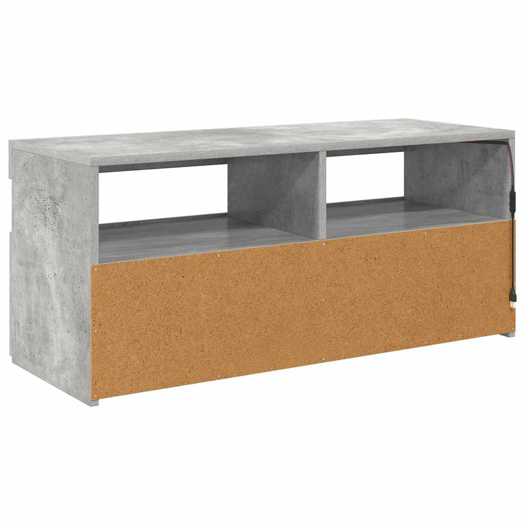 TV-Schrank mit LED-Leuchten Betongrau 90x35x40 cm