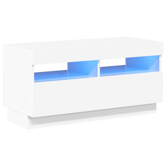 TV-Schrank mit LED-Leuchten Hochglanz-Weiß 80x35x40 cm