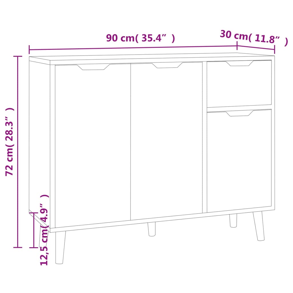 Sideboard Betongrau 90x30x72 cm Holzwerkstoff