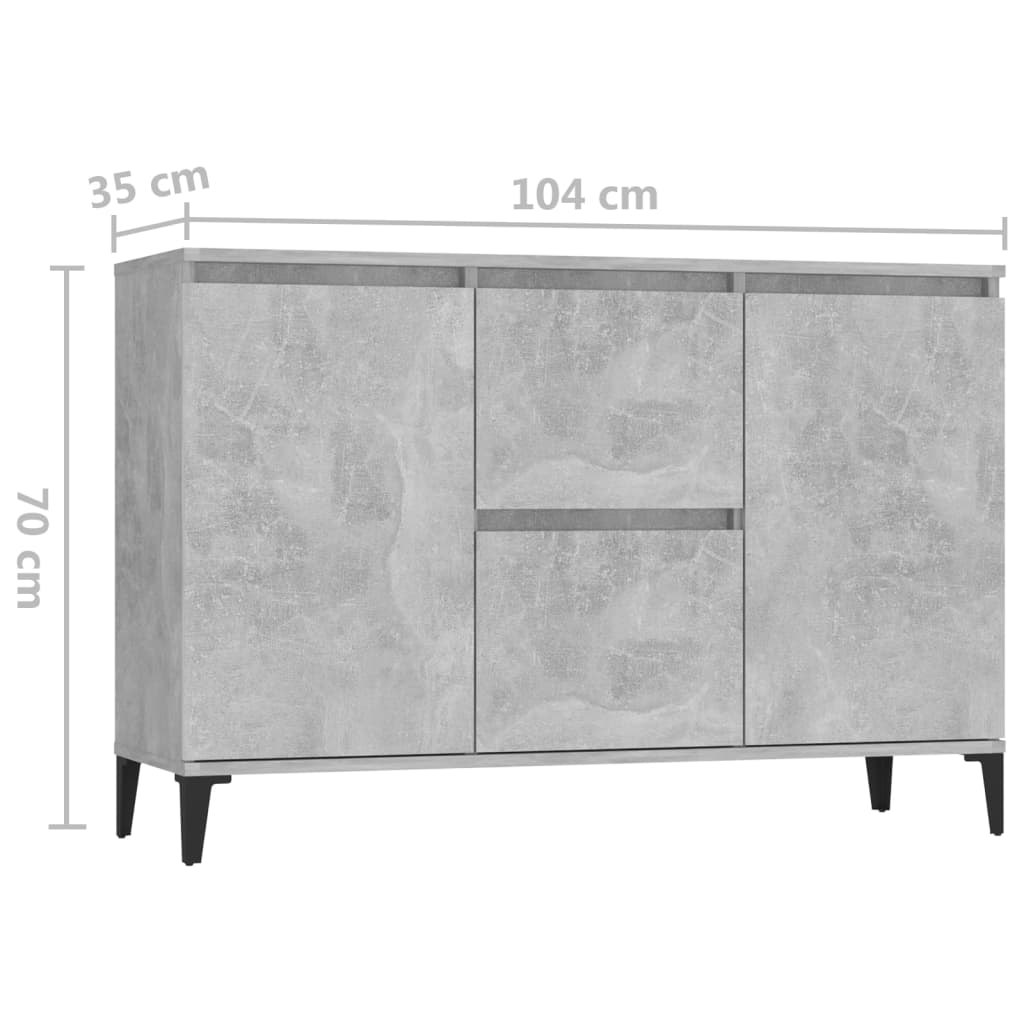 Sideboard Betongrau 102x35x70 cm Holzwerkstoff